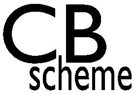 Logo schématu CB v černém písmu před bílým pozadím.