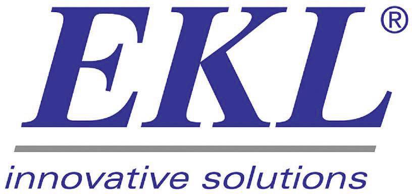 Logo společnosti 'EKL innovative solutions' modré barvy.