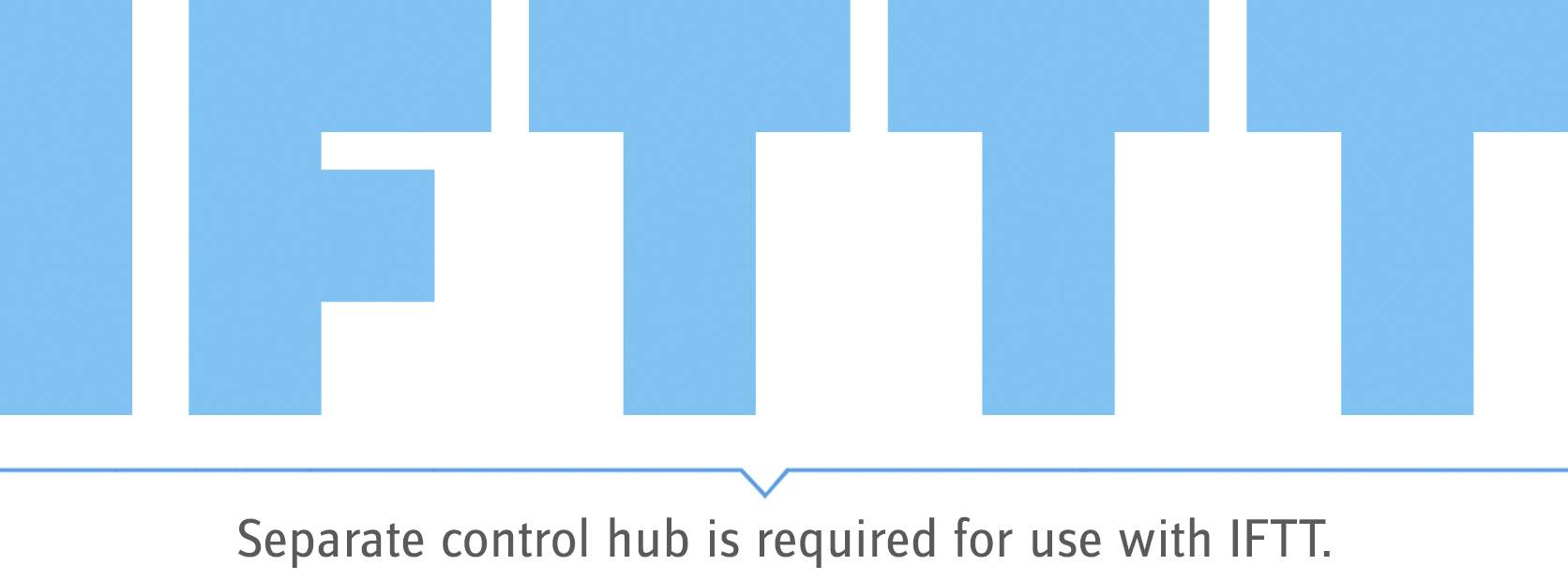 'IFTTT'-Logo, pod ním text: 'Pro použití je nutná samostatná základní stanice.'
