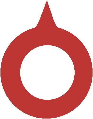 Červené logo Červeného kříže se špičkou směřující nahoru.
