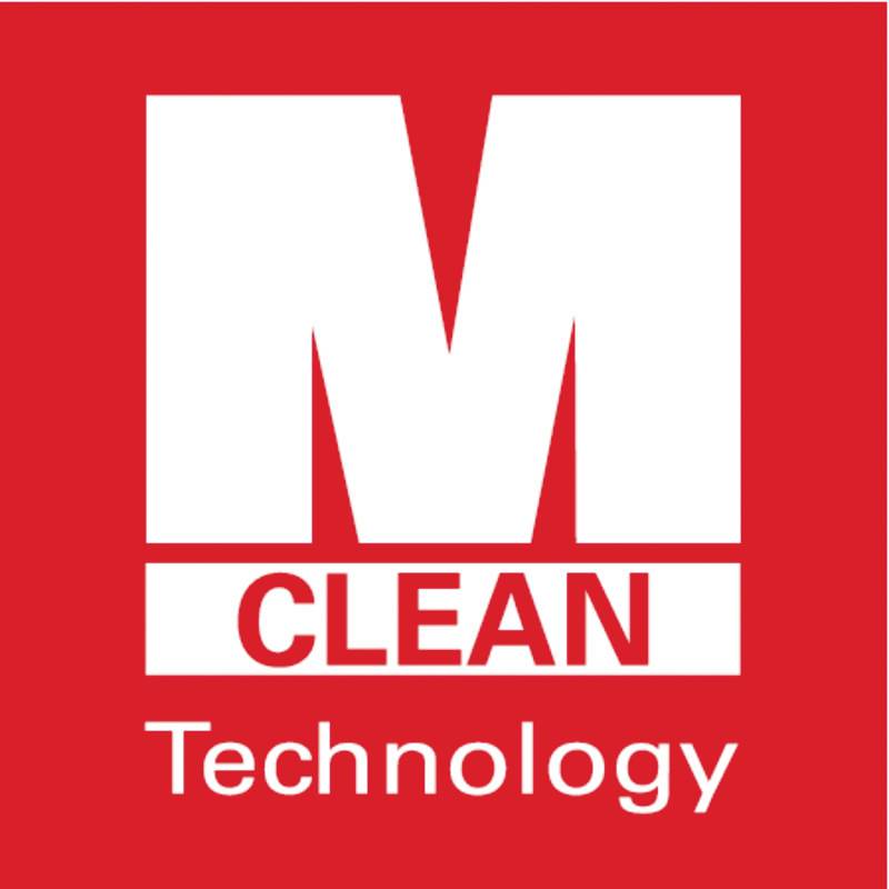 'Logo společnosti M Clean Technology s velkým bílým písmenem M na červeném pozadí. Pod ním je napsán název firmy bílou barvou.'