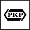 Černobílé logo s písmeny 'PKP' v stylizovaném šestiúhelníkovém rámečku.