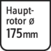 Bílé pozadí s nápisem 'Hlavní rotor ø 175 mm'.