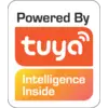 Logo 'Powered by tuya' na černém pozadí; označuje podporu technologie Tuya.
