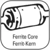 'Feritové jádro Ferrit-Kern' je zobrazeno pod schematickým nákresem feritového jádra.