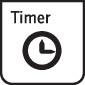 Symbol 'TIMER' s ikonou hodin, který indikuje funkci časovače nebo měření času.