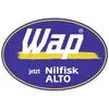 Logo Wap Nilfisk ALTO, modré a žluté s oválným designem.