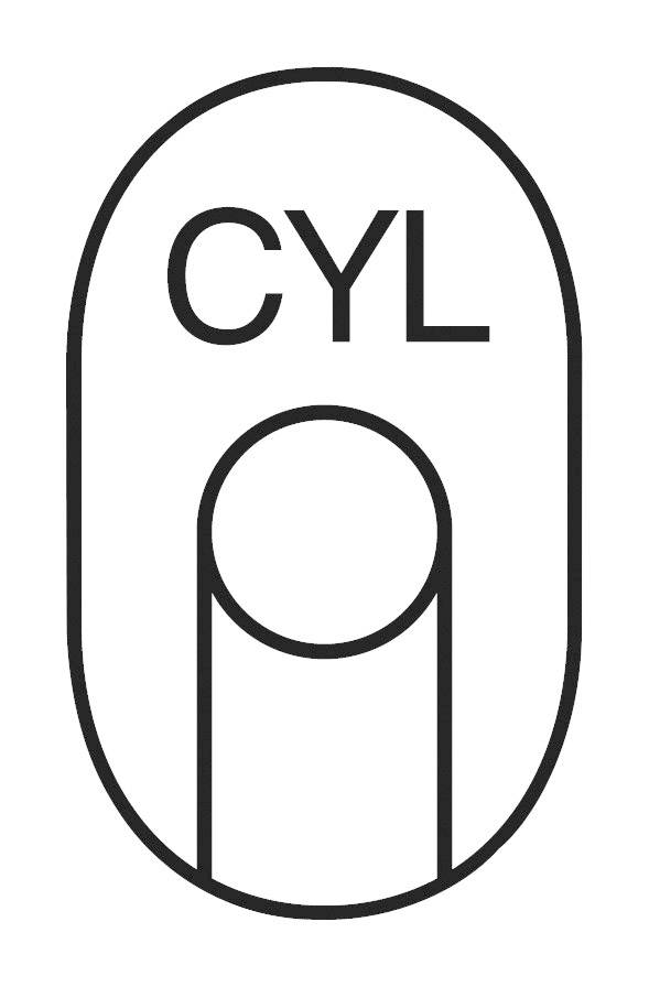 Oválný tvar s nápisem 'CYL' nahoře a válcovitým tvarem v dolní části.