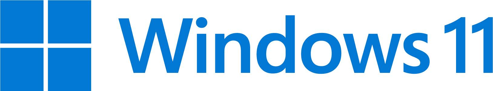 Modré logo Windows vedle modrého textu 'Windows 11' na bílém pozadí.