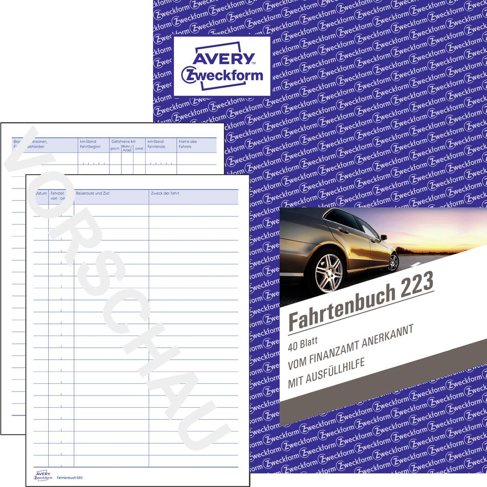 Avery-Zweckform 223 DIN A5 kniha jízd Počet listů: 40 bílá 40 listů