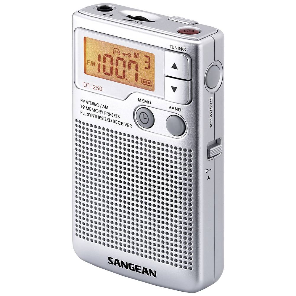 Sangean Pocket 250 kapesní rádio FM, AM stříbrná