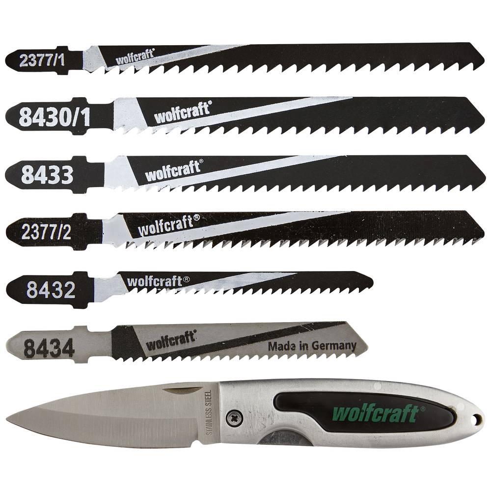 Wolfcraft 2377000 Sada pilových listů do nožové pilky + kapesní nůž 1 ks