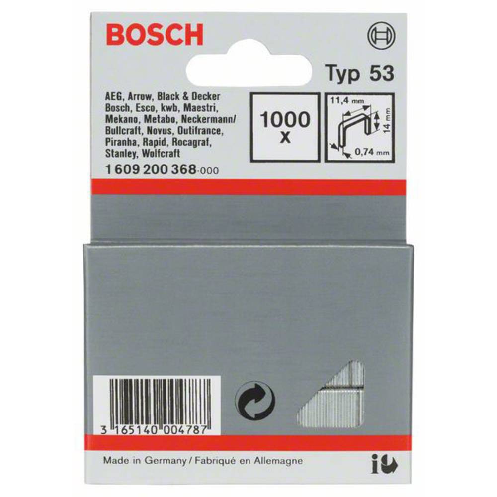 Sponky do sponkovačky z tenkého drátu, typ 53 - 11,4 x 0,74 x 14 mm 1000 ks Bosch Accessories 1609200368