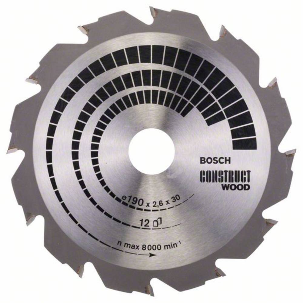 Bosch Accessories Construct Wood 2608640633 tvrdokovový pilový kotouč 190 x 30 x 2.6 mm Počet zubů (na palec): 12 1 ks