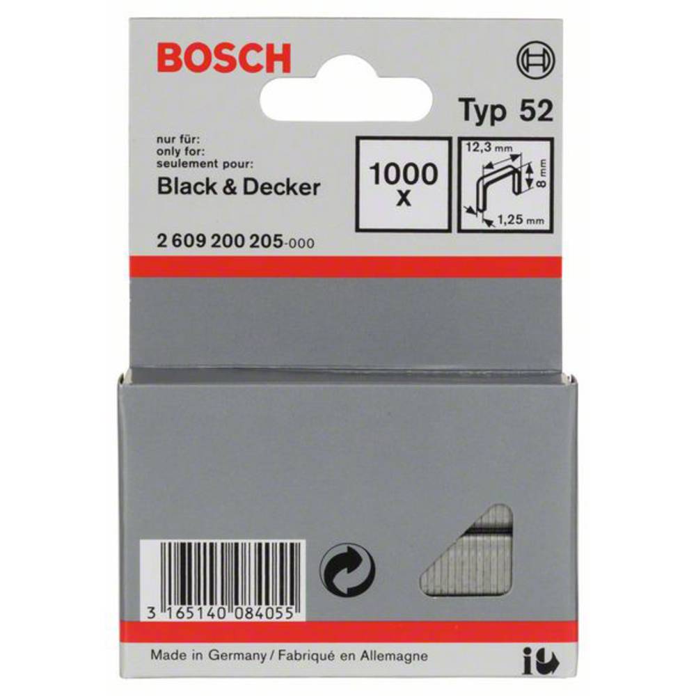 Sponky do sponkovačky z plochého drátu, typ 52 - 12,3 x 1,25 x 8 mm 1000 ks Bosch Accessories 2609200205 Rozměry (d x š)