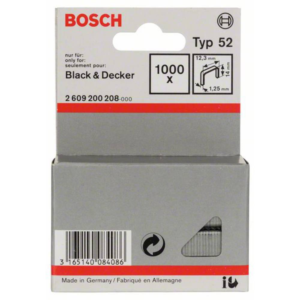 Sponky do sponkovačky z plochého drátu, typ 52 - 12,3 x 1,25 x 14 mm 1000 ks Bosch Accessories 2609200208