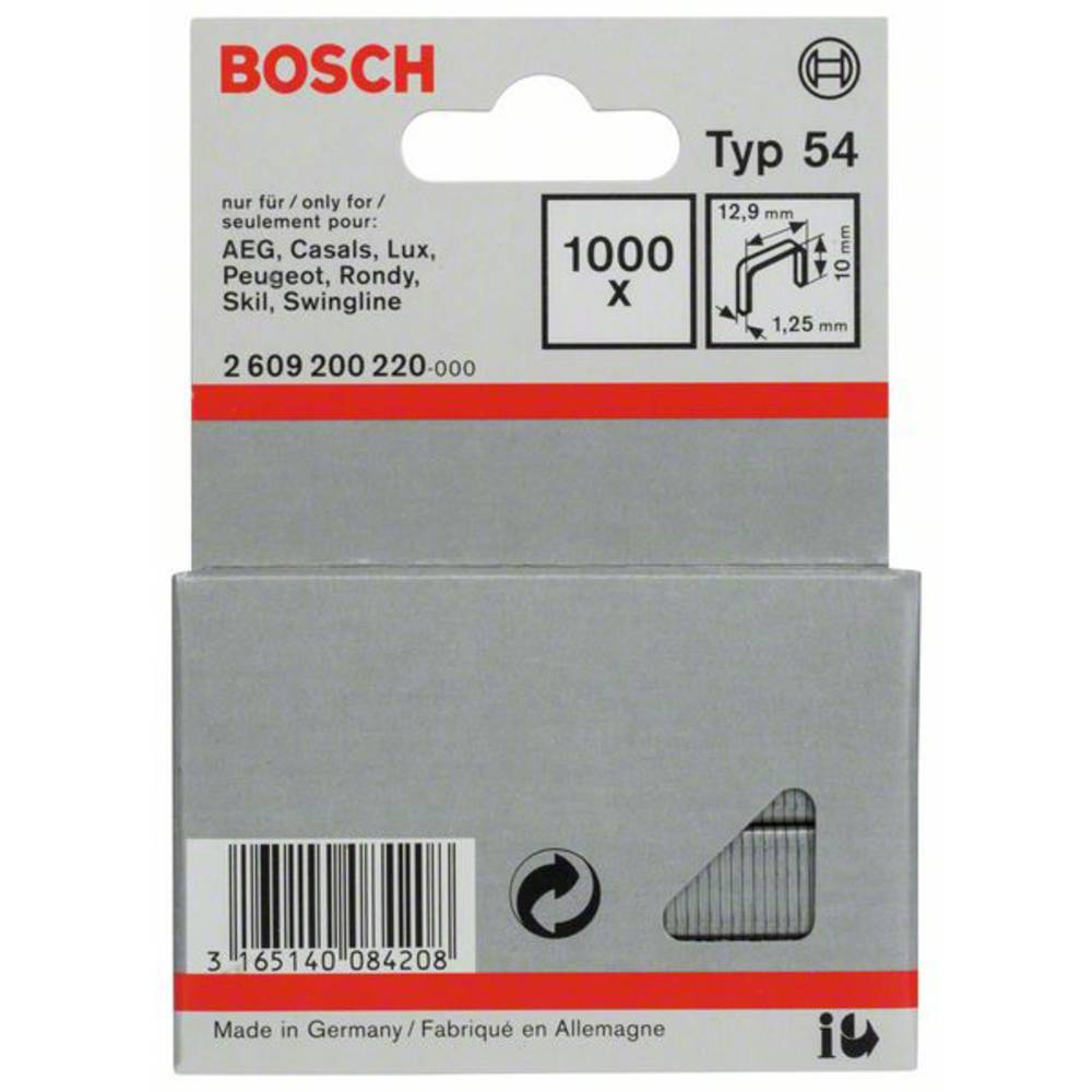 Bosch Accessories 2609200220 svorky z plochého drátu Typ 54 1000 ks Rozměry (d x š) 10 mm x 12.9 mm