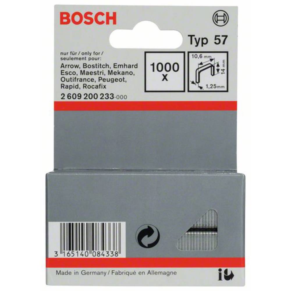 Sponky do sponkovačky z plochého drátu, typ 57 - 10,6 x 1,25 x 14 mm 1000 ks Bosch Accessories 2609200233