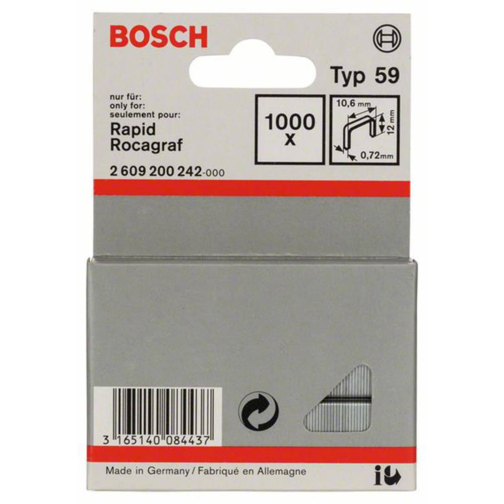 Sponky do sponkovačky z tenkého drátu, typ 59 - 10,6 x 0,72 x 12 mm 1000 ks Bosch Accessories 2609200242