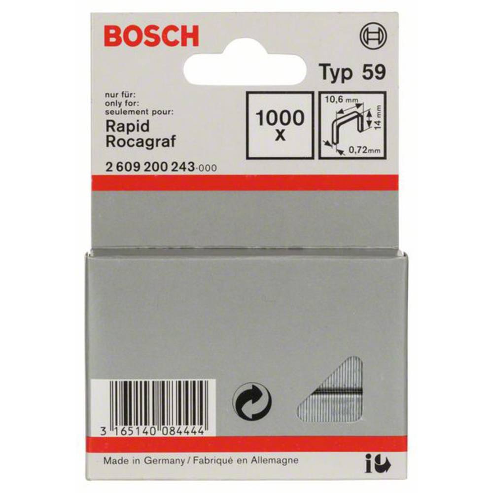 Sponky do sponkovačky z tenkého drátu, typ 59 - 10,6 x 0,72 x 14 mm 1000 ks Bosch Accessories 2609200243