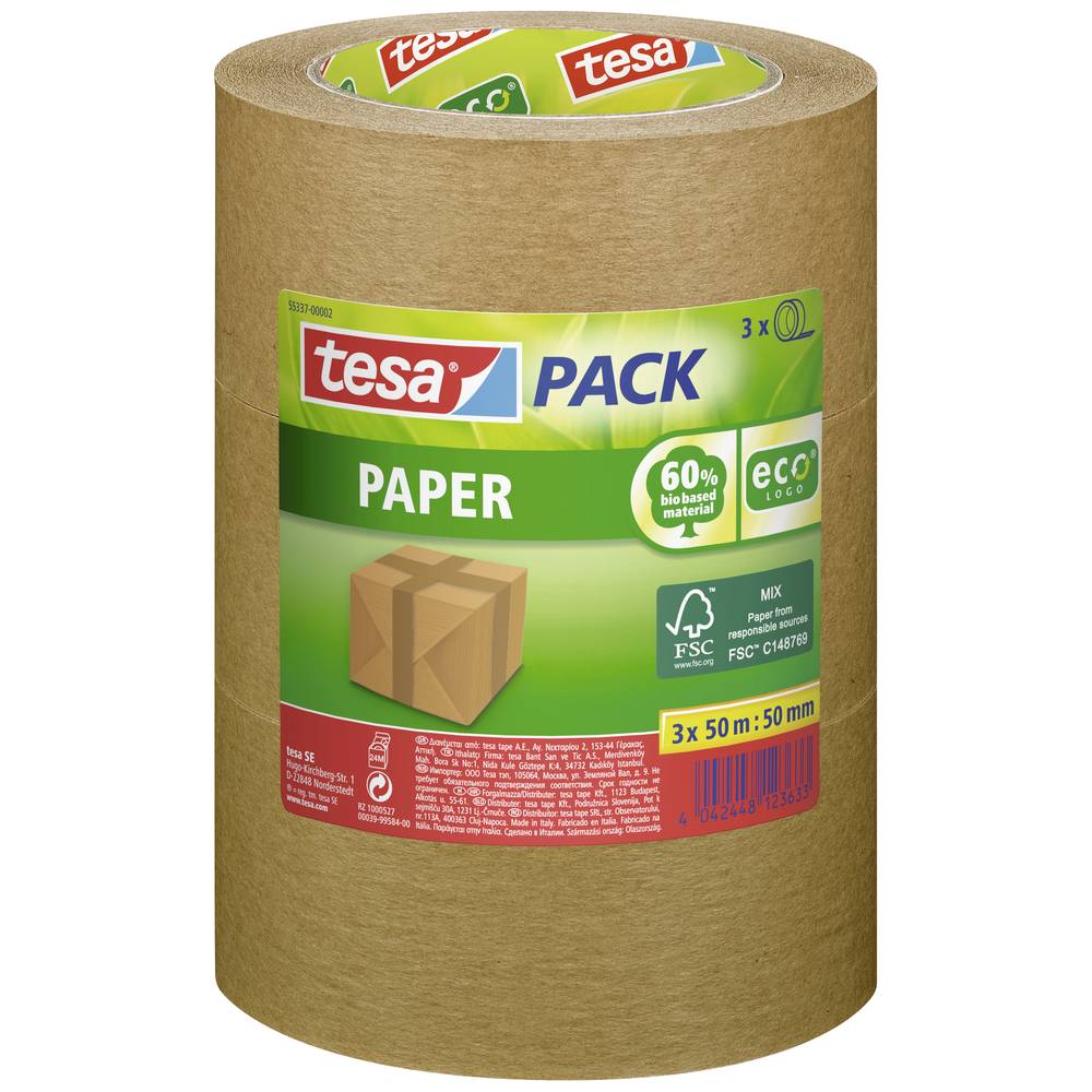 tesa PAPER 55337-00002-01 balicí lepicí páska tesapack® ecoLogo® hnědá (d x š) 50 m x 50 mm 3 ks