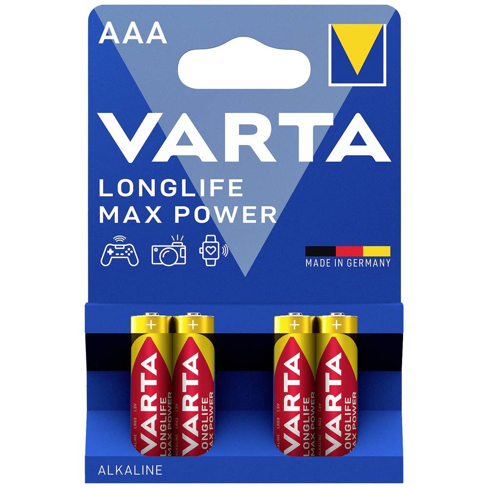 Varta LONGLIFE Max Power AAA Bli 4 mikrotužková baterie AAA alkalicko-manganová 1270 mAh 1.5 V 4 ks