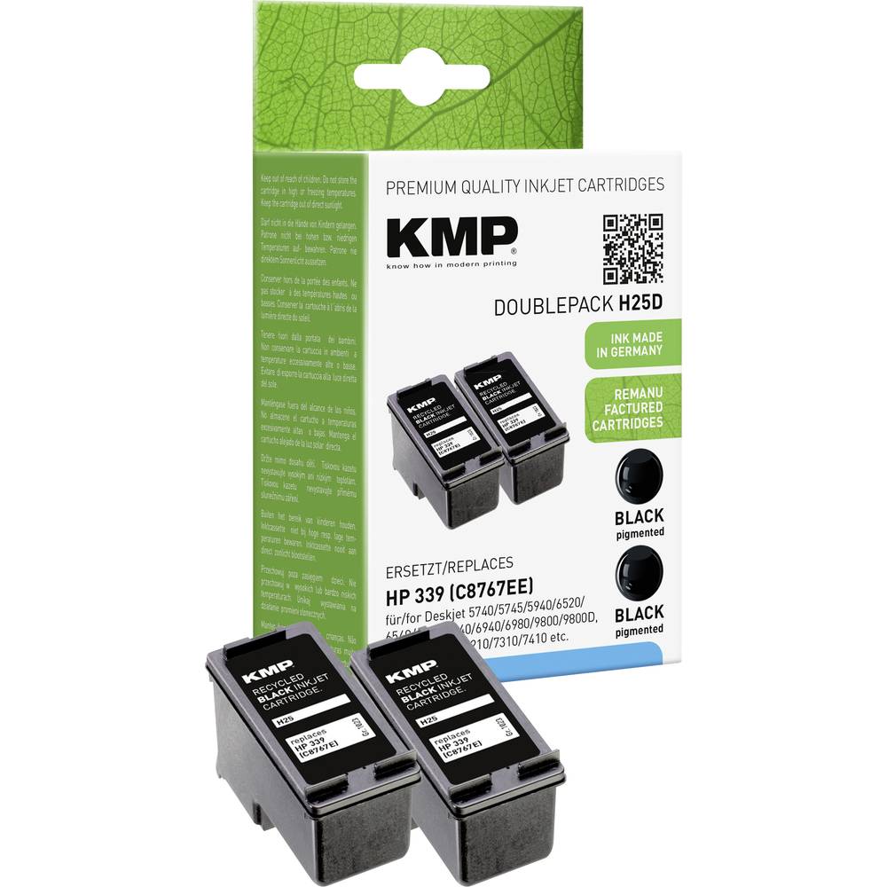 KMP Ink náhradní HP 339, C8767E kompatibilní Dual černá H25D 1023,4021