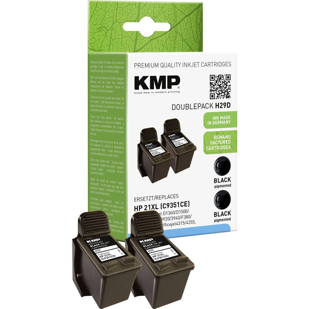 KMP Ink náhradní HP 21, C9351AE kompatibilní Dual černá H29D 1900,4021