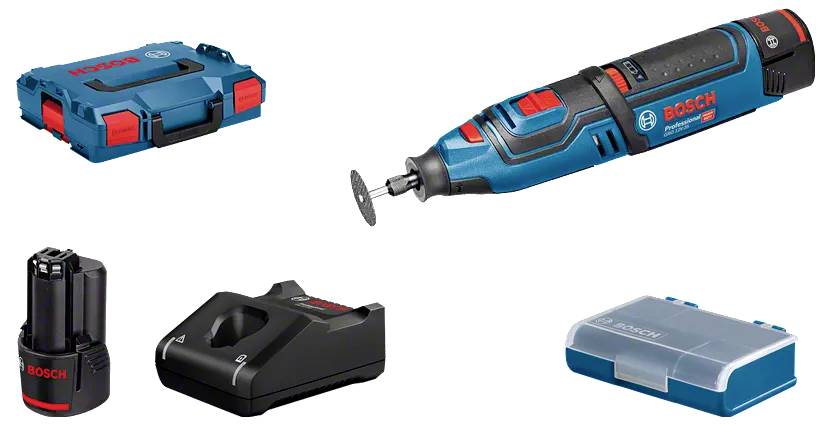 Bosch Professional GRO 12 V LI akumulátorový multifunkční nástroj vč. 2x aku, vč. příslušenství, kufřík, 9dílná, 12 V, 2