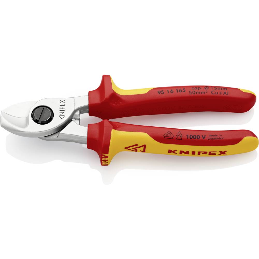 Knipex Knipex-Werk 95 16 165 SB VDE kabelové nůžky Vhodné pro (odizolační technika) hliníkový a měděný kabel, jedno- a v