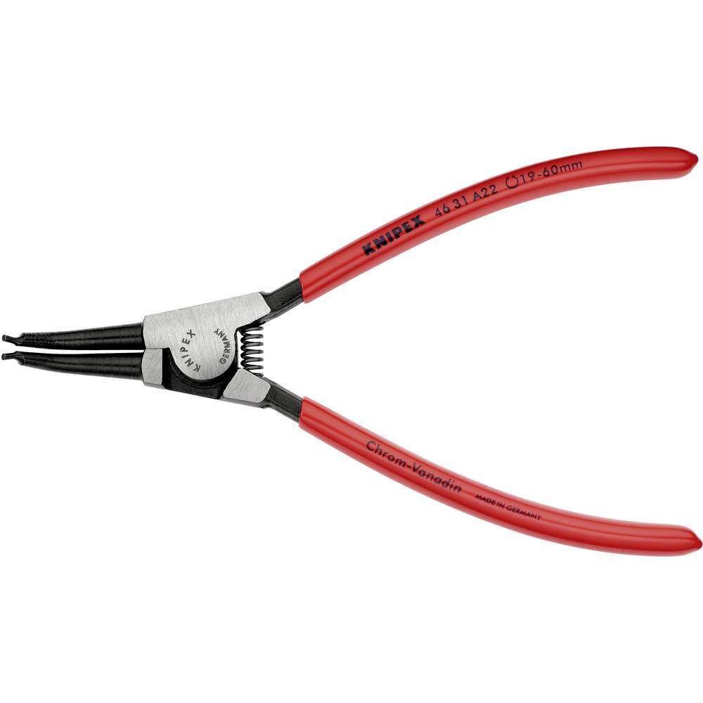 Knipex 46 31 A22 kleště na pojistné kroužky Vhodné pro (kleště na pojistné kroužky) vnější kroužky 19-60 mm Tvar hrotu z