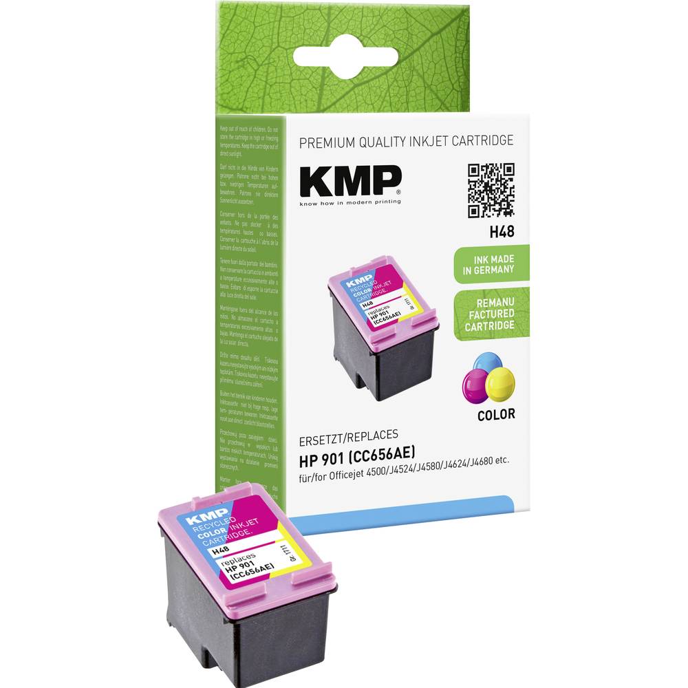 KMP Ink náhradní HP 901, CC656AE kompatibilní azurová, purppurová, žlutá H48 1711,4560