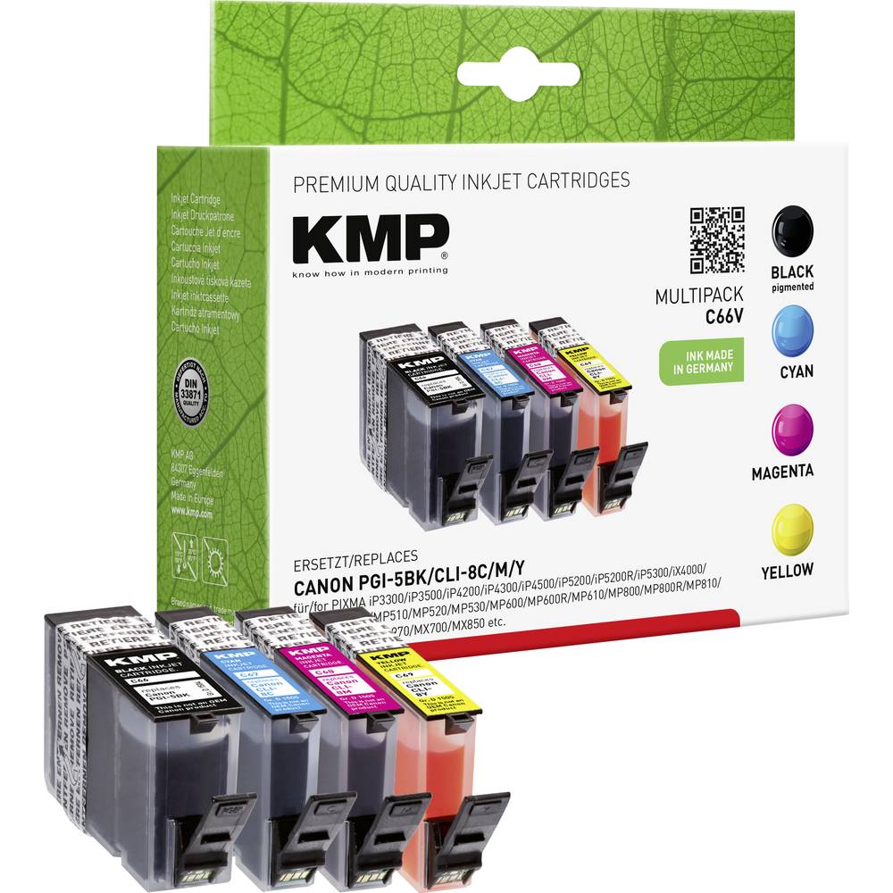 KMP Ink náhradní Canon PGI-5BK, CLI-8C, CLI-8M, CLI-8Y kompatibilní kombinované balení černá, azurová, purppurová, žlutá
