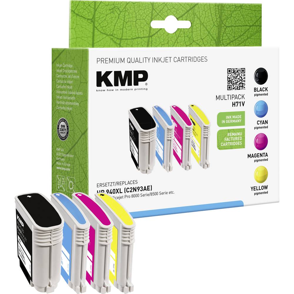 KMP Ink kombinované balení kompatibilní náhradní HP 940XL, C2N93AE, C4906AE, C4907AE, C4908AE, C4909AE černá, azurová, p