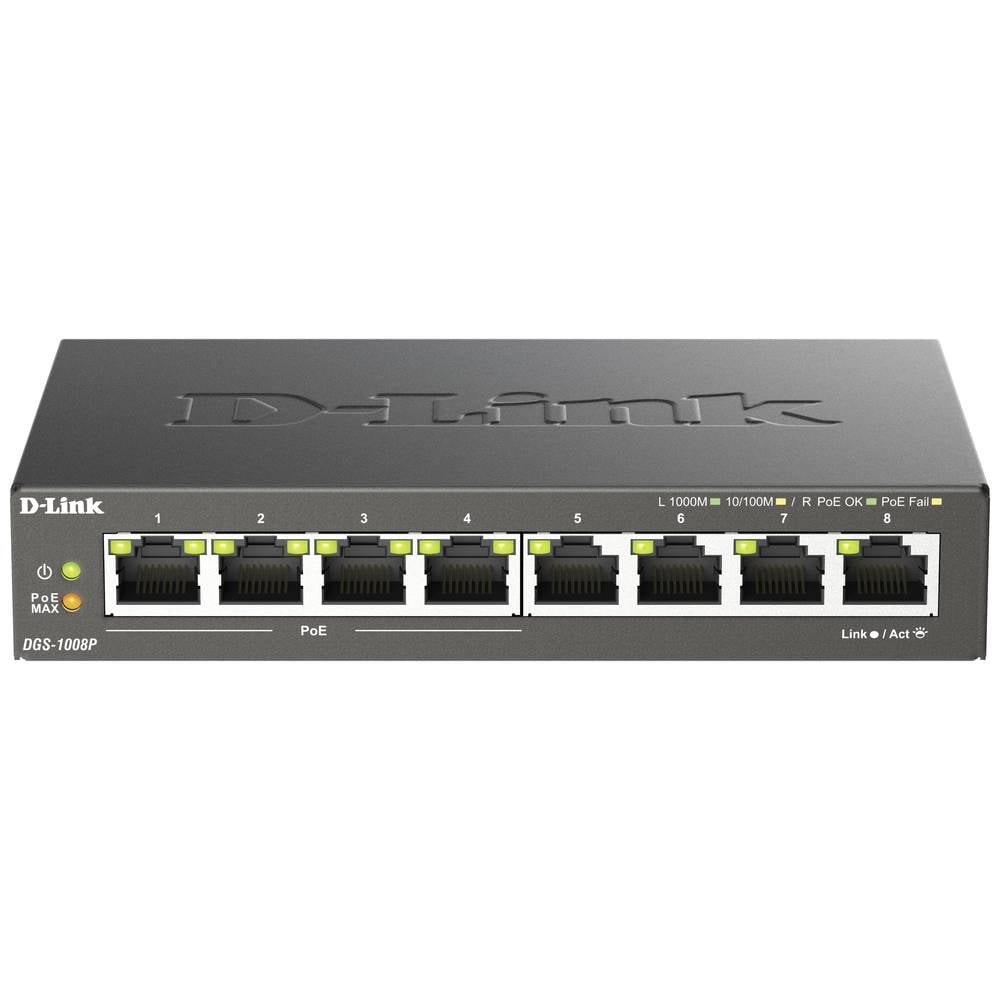 D-Link DGS-1008P síťový switch, 8 portů, 1 GBit/s, funkce PoE