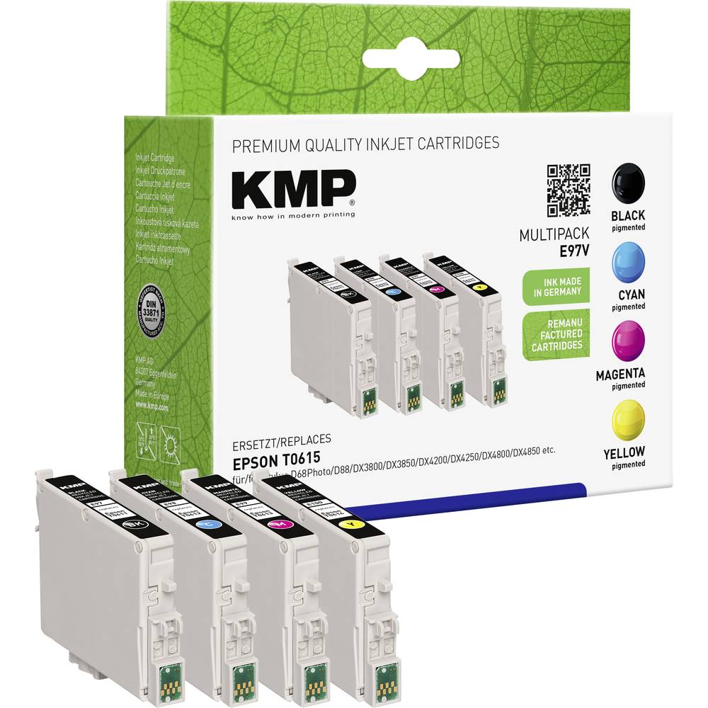 KMP Ink náhradní Epson T0611, T0612, T0613, T0614 kompatibilní kombinované balení černá, azurová, purppurová, žlutá E97V