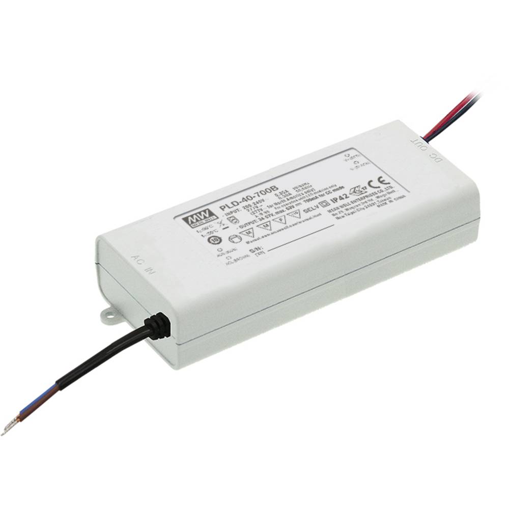 Mean Well PLD-40-700B LED driver konstantní proud 40 W 0.7 A 34 - 57 V/DC bez možnosti stmívání 1 ks