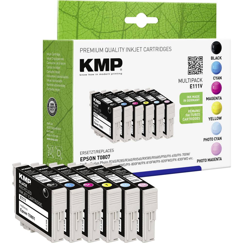 KMP Ink náhradní Epson T0801, T0802, T0803, T0804, T0805, T0806, T0807 kompatibilní kombinované balení černá, azurová, p