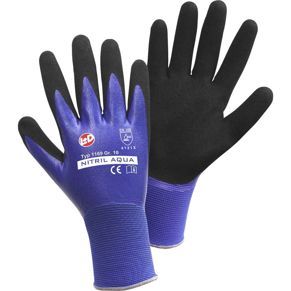 L+D Nitril Aqua 1169-L nylon pracovní rukavice Velikost rukavic: 9, L EN 388:2016 CAT II 1 ks