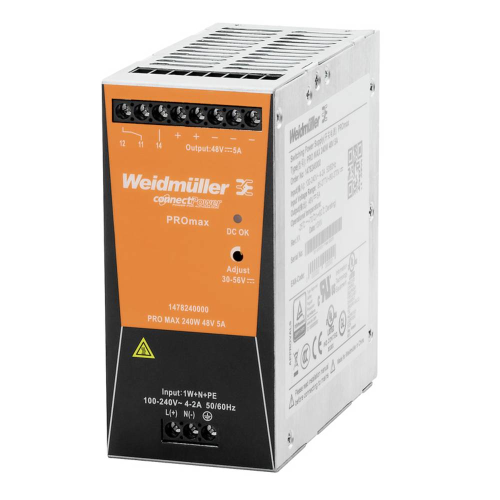 Weidmüller PRO MAX 240W 24V 10A síťový zdroj na DIN lištu, 24 V/DC, 10 A, 240 W