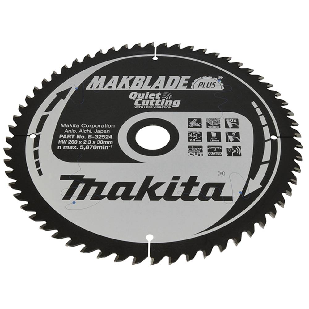 Makita MAKBLADE B-32524 tvrdokovový pilový kotouč 260 x 30 x 1.8 mm Počet zubů (na palec): 60 1 ks
