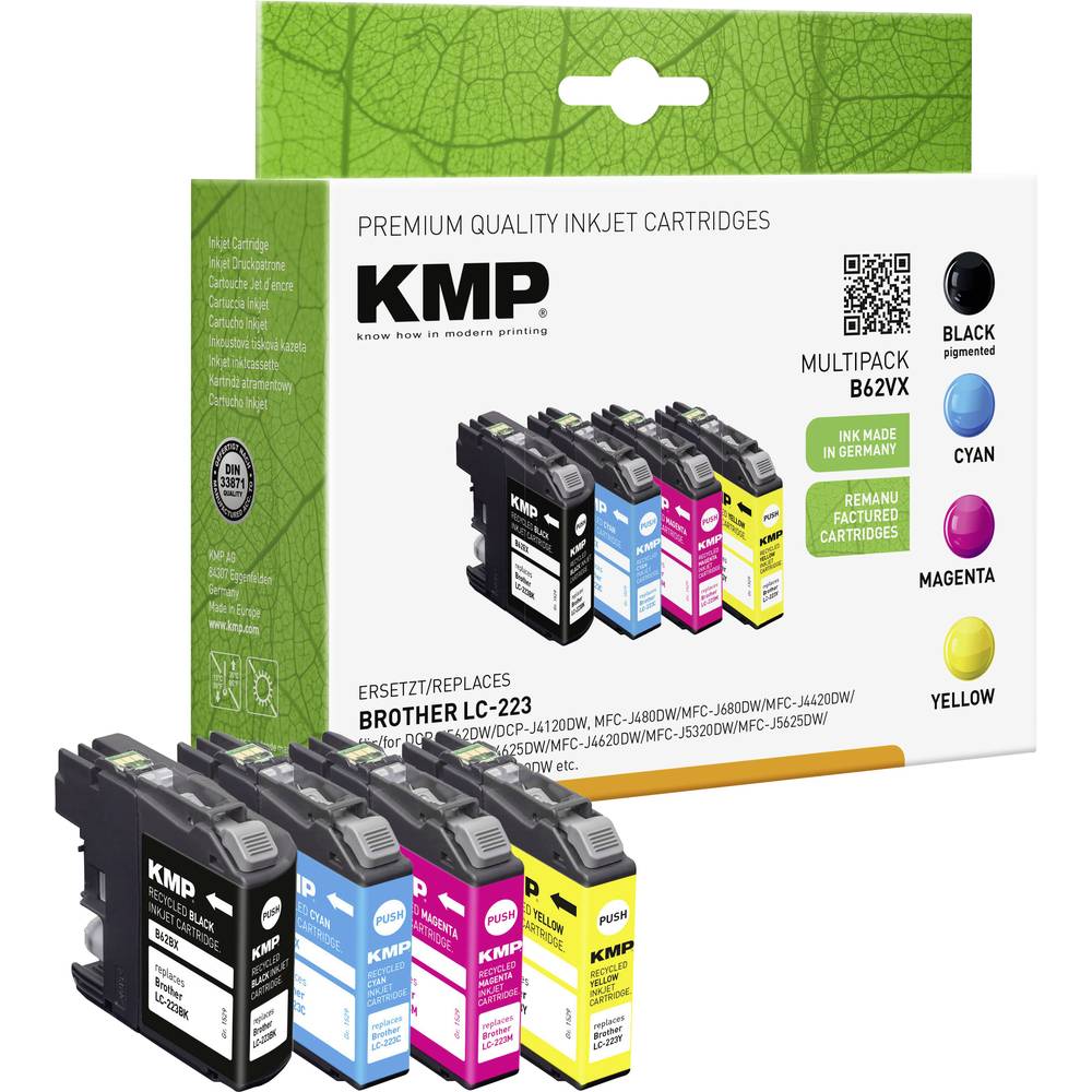 KMP Ink náhradní Brother LC-223BK, LC-223C, LC-223M, LC223Y kompatibilní kombinované balení černá, azurová, purppurová,