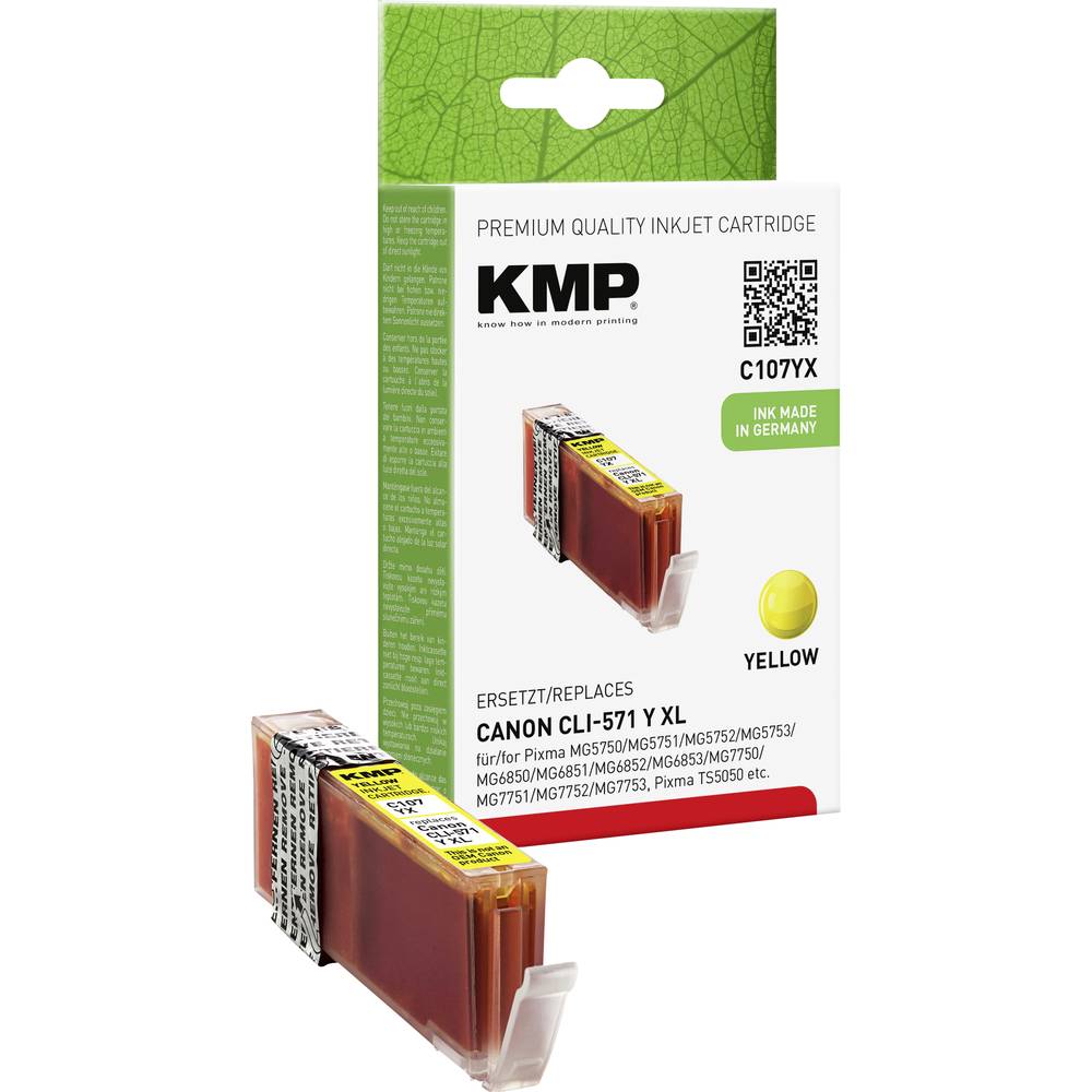 KMP Ink náhradní Canon CLI-571Y XL kompatibilní žlutá C107YX 1569,0009