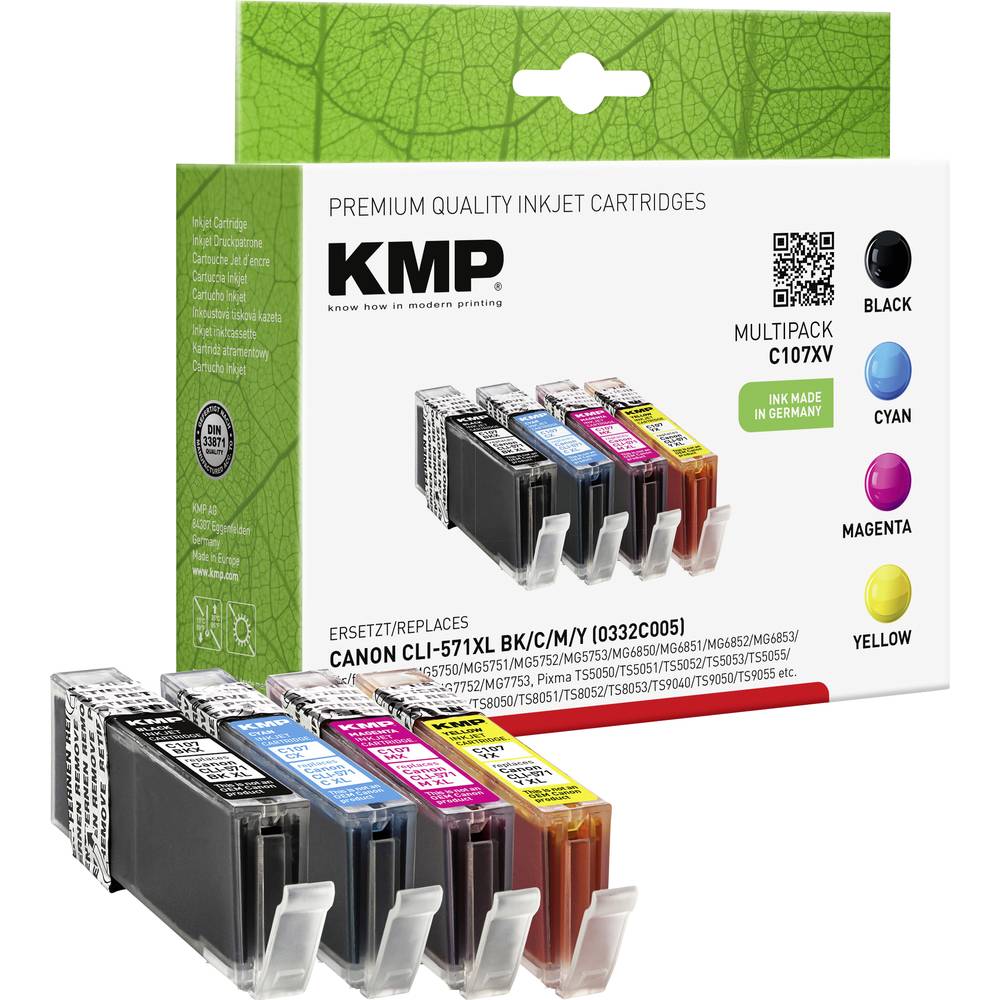KMP Ink náhradní Canon CLI-571BK XL, CLI-571C XL, CLI-571M XL, CLI-571Y BL kompatibilní kombinované balení foto černá, a
