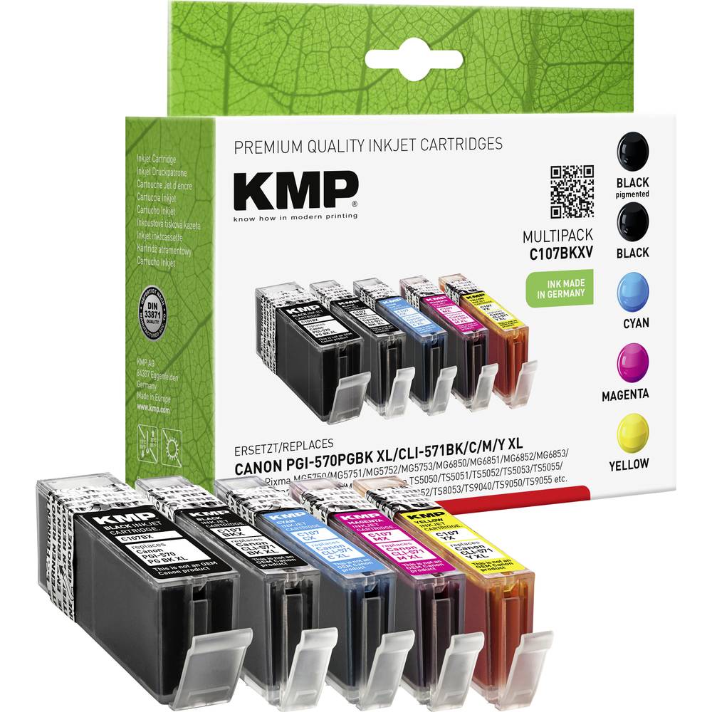 KMP Ink náhradní Canon PGI-570PGBK XL, CLI-571BK XL, CLI-571C XL, CLI-571M XL, CLI-571Y XL kompatibilní kombinované bale