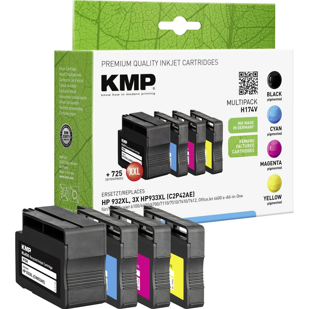 KMP Ink náhradní HP 932XL, 933XL, CN053AE, CN054AE, CN055AE, CN056AE kompatibilní kombinované balení černá, azurová, pur