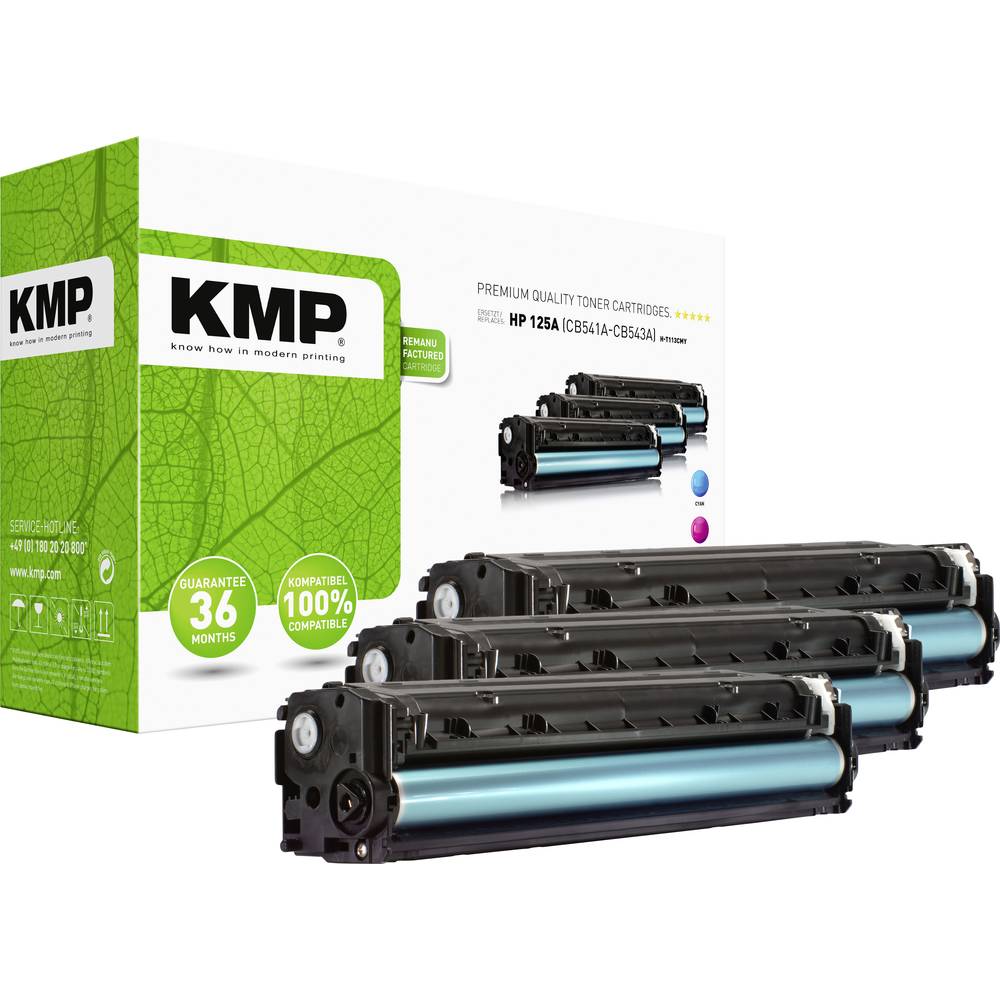 KMP Toner náhradní HP 125A, CB541A, CB542A, CB543A kompatibilní kombinované balení azurová, purppurová, žlutá 1400 Seite