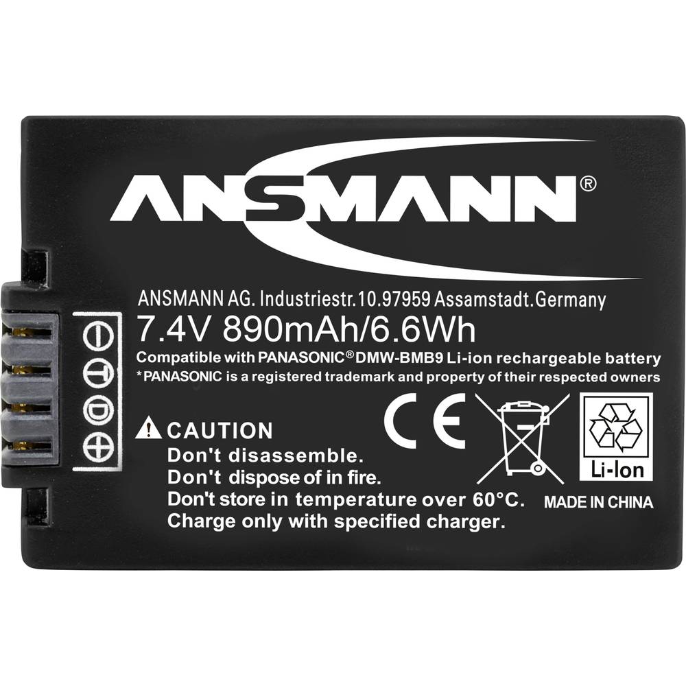 Ansmann DMW-BMB9E akumulátor do kamery Náhrada za orig. akumulátor DMW-BMB9E 7.4 V 890 mAh