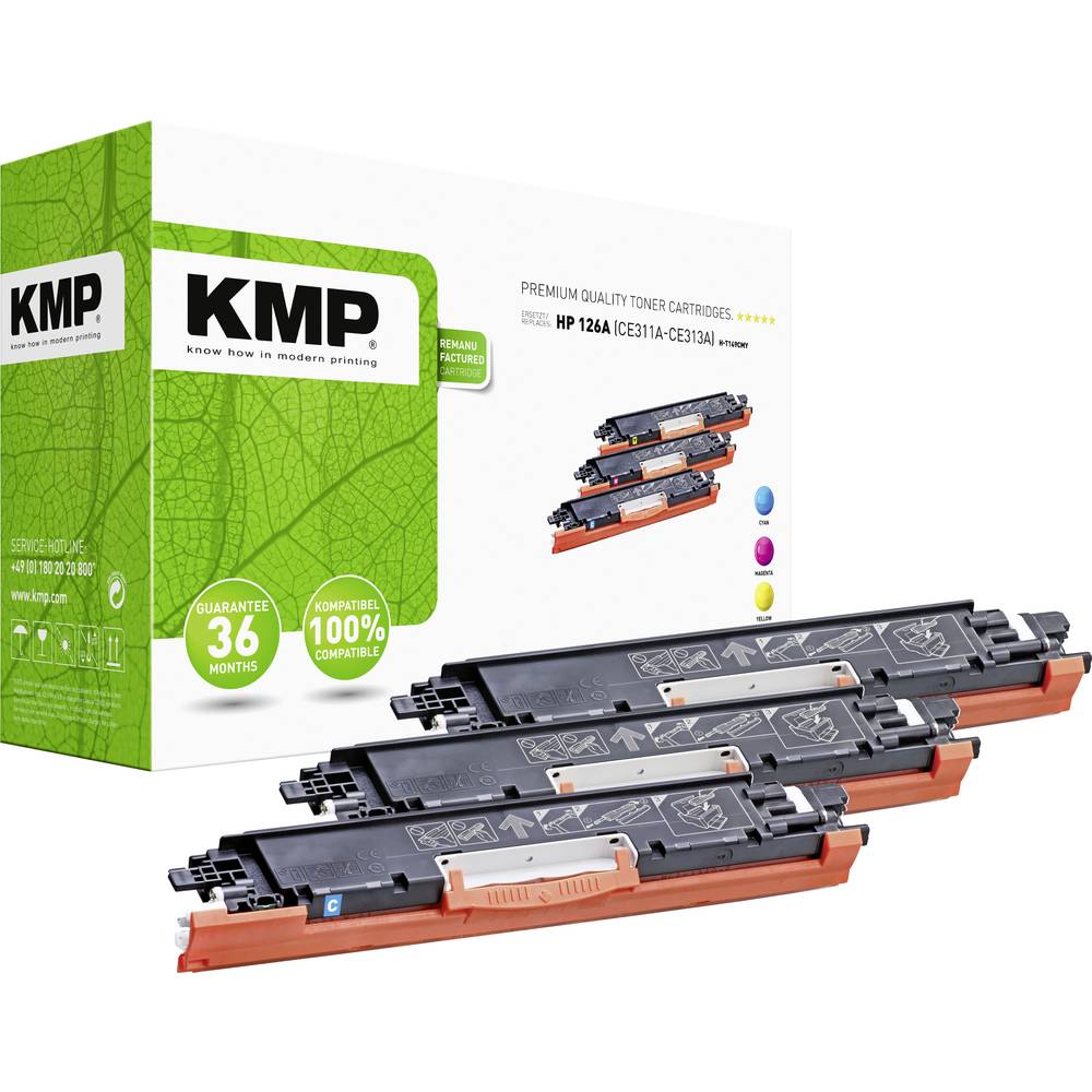 KMP Toner náhradní HP 126A, CE311A, CE312A, CE313A kompatibilní kombinované balení azurová, purppurová, žlutá 1000 Seite