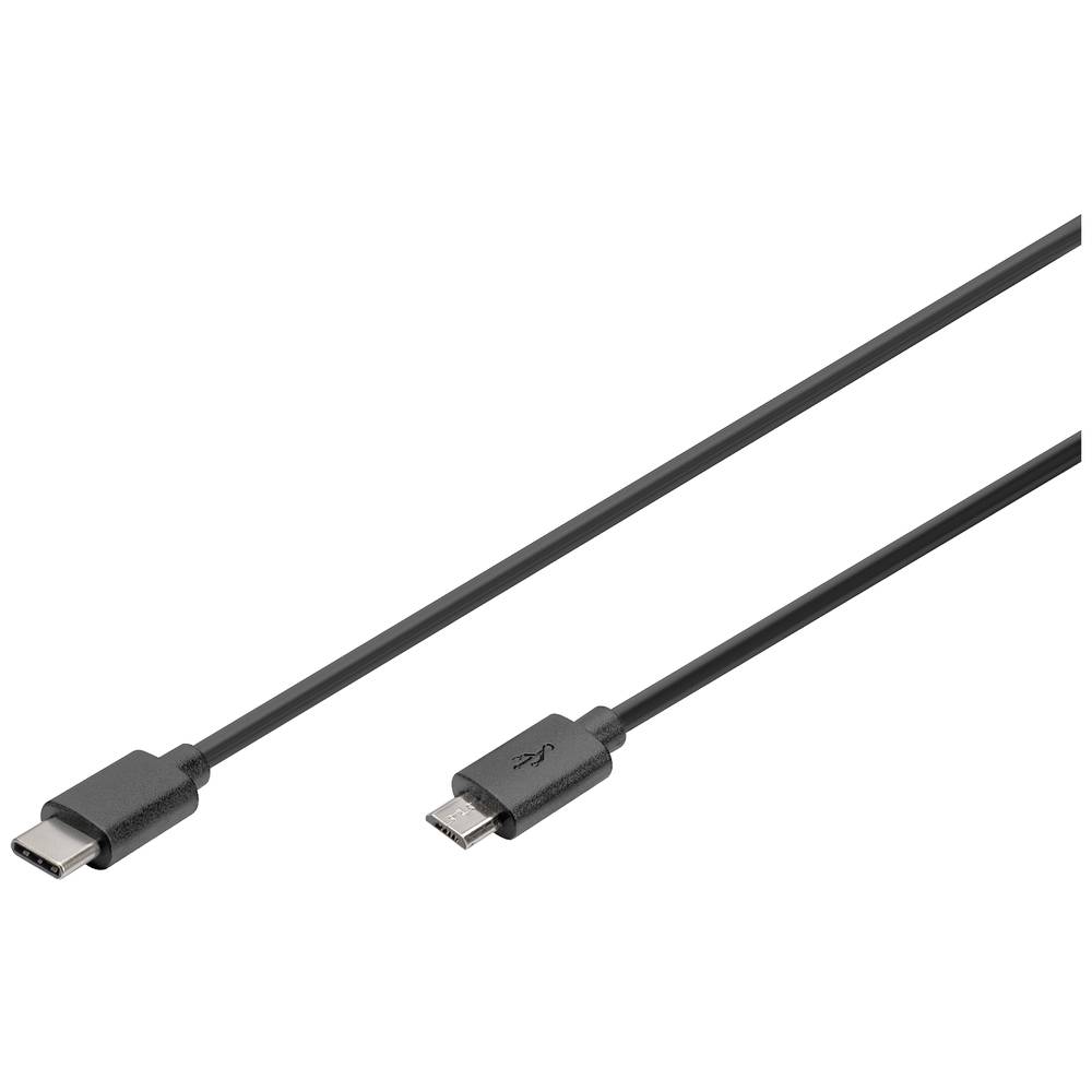 Digitus USB kabel USB 3.2 Gen1 (USB 3.0 / USB 3.1 Gen1) USB-C ® zástrčka, USB Micro-B zástrčka 1.80 m černá kulatý, obou